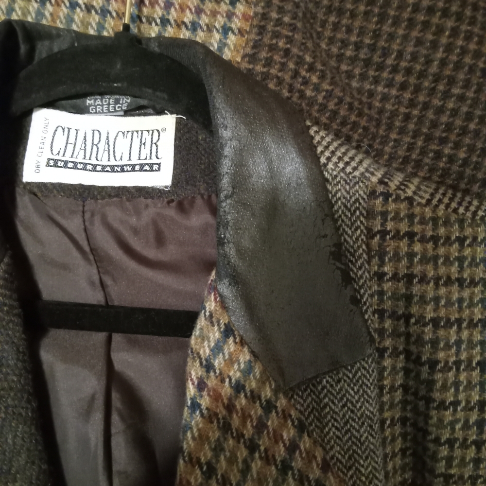 Patchwork Blazer With Faux Leather Collar - image 7